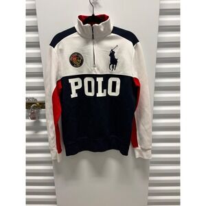 Polo Ralph Lauren Quarter Zip Sweatshirt Mens M Big Pony Colorblock